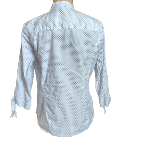 Anne Klein White Poka Dot Casual Button Down Shirt. - Picture 2 of 7